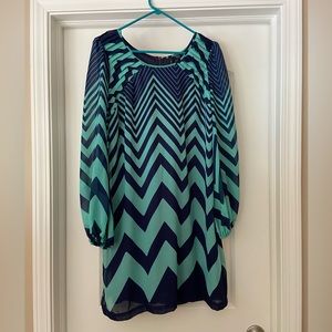 Chevron Print Blue Dress